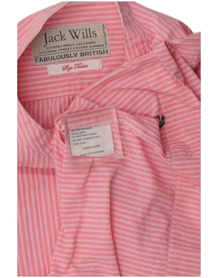 Pulôver feminino de manga curta Jack Wills Reino Unido 12 listrado rosa médio