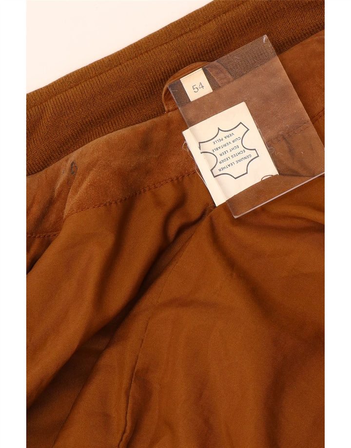 Jaqueta bomber masculina VINTAGE de camurça IT 54 2XL couro bege