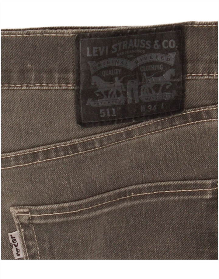 Shorts jeans masculino Levi's W34 grande algodão cinza