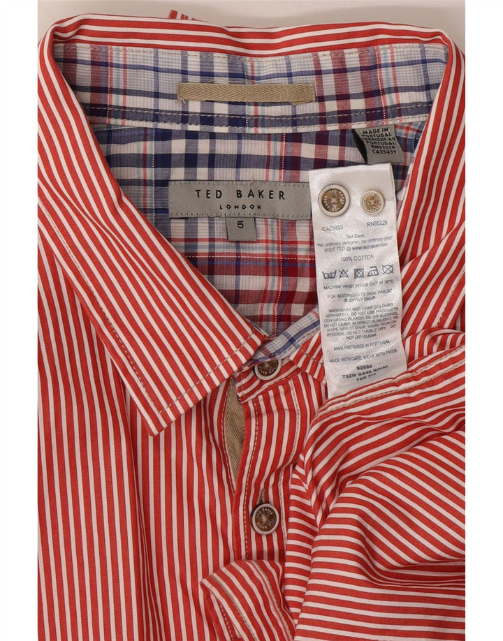 Camisa masculina TED BAKER tamanho 5 XL algodão listrado vermelho