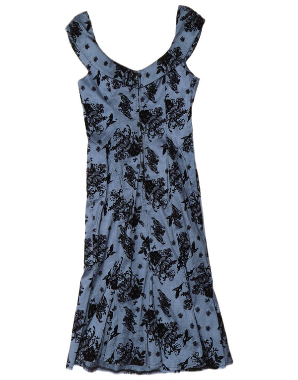 Vestido feminino Voodoo Vixen com ombros de fora, Reino Unido 12, médio, azul, floral, nylon