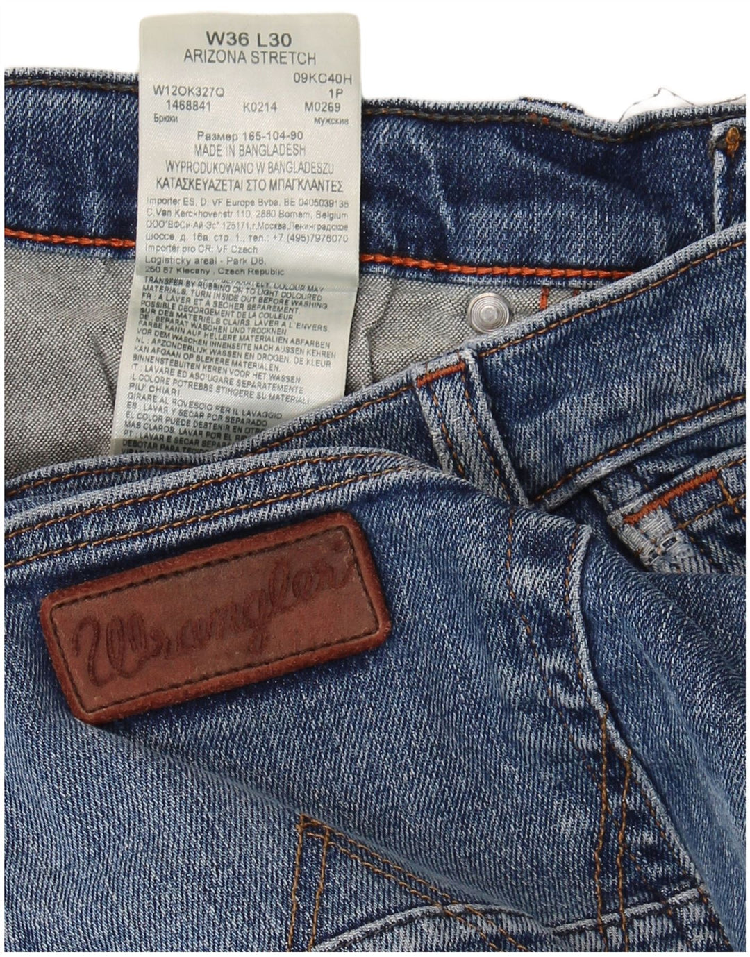 WRANGLER Masculino Arizona Stretch Straight Jeans W36 L30 Azul Algodão