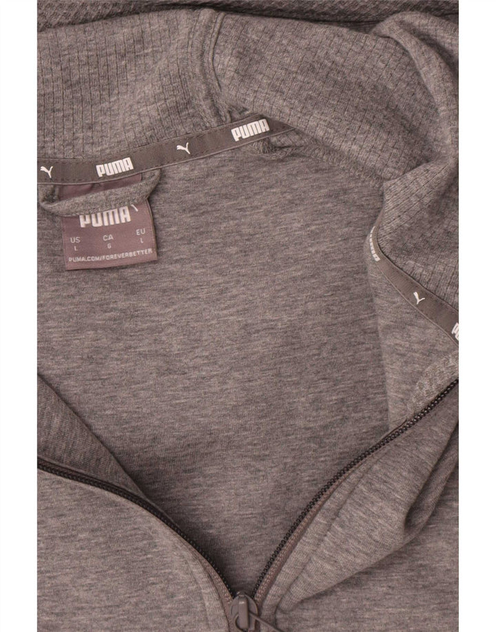 Suéter masculino Puma com capuz e zíper grande cinza manchado de viscose