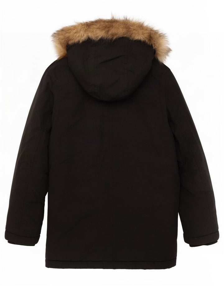Jaqueta Parka com capuz para meninos Lyle & Scott 7-8 anos preto nylon