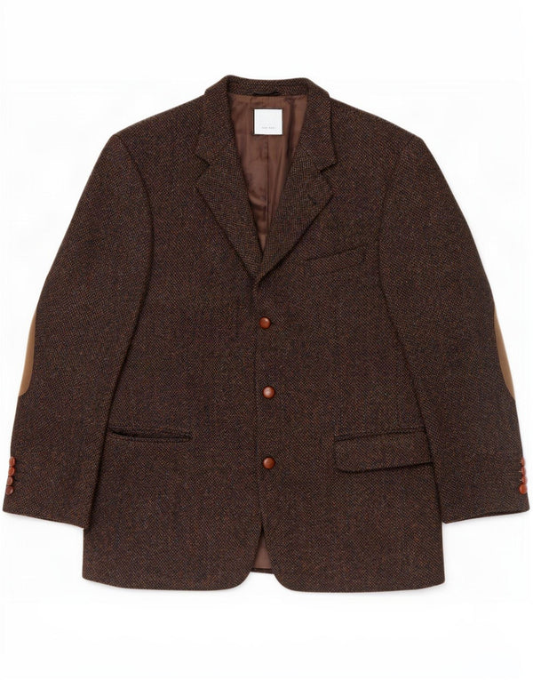 Jaqueta blazer masculina Harris Tweed Mario Barutti com 3 botões IT 50 grande marrom