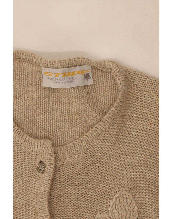 Suéter cardigã feminino Stapf UK 12 médio bege floral