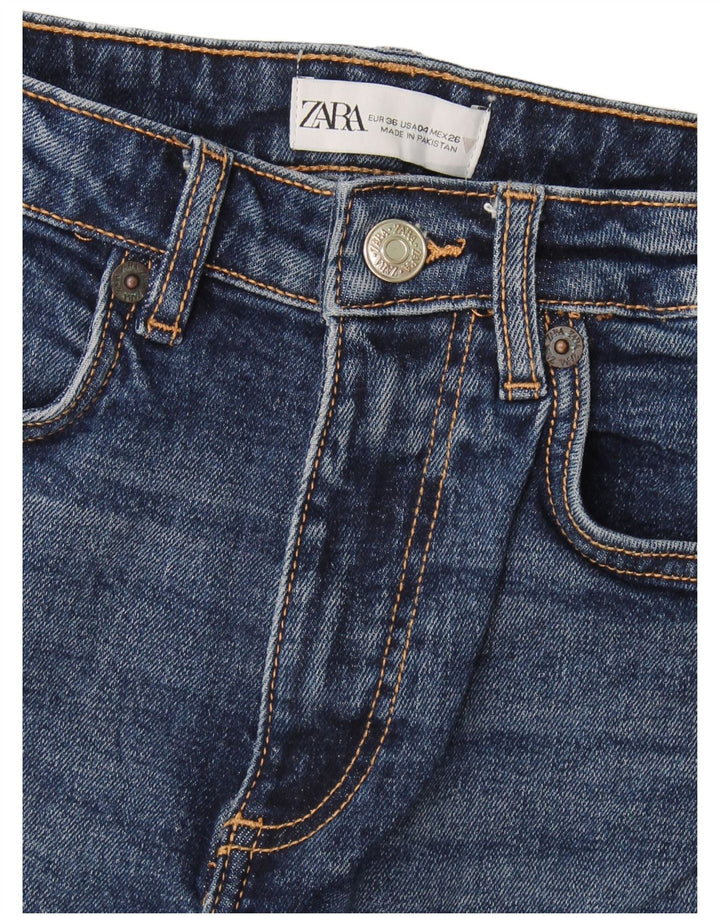 Calça jeans feminina Zara Bootcut EU 36 XS W26 L25 azul marinho