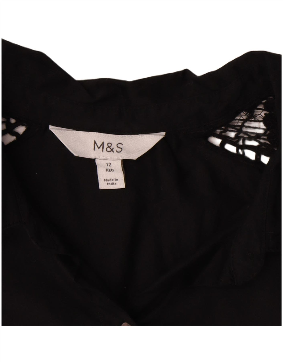Blusa feminina Marks & Spencer Reino Unido 12 algodão preto médio
