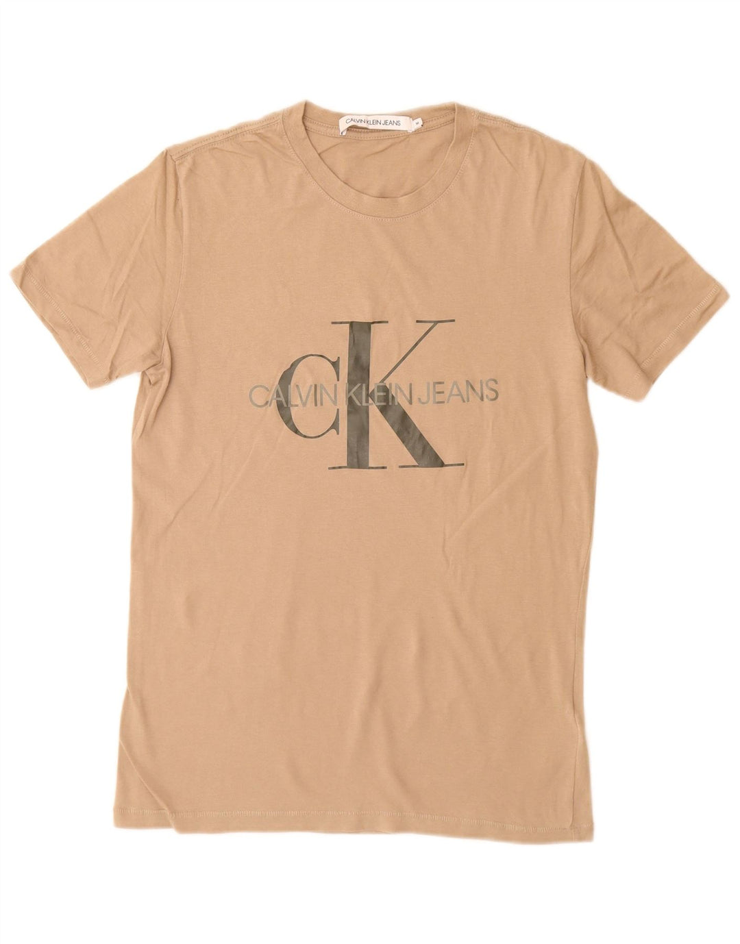 Camiseta masculina CALVIN KLEIN JEANS com estampa gráfica de algodão marrom médio