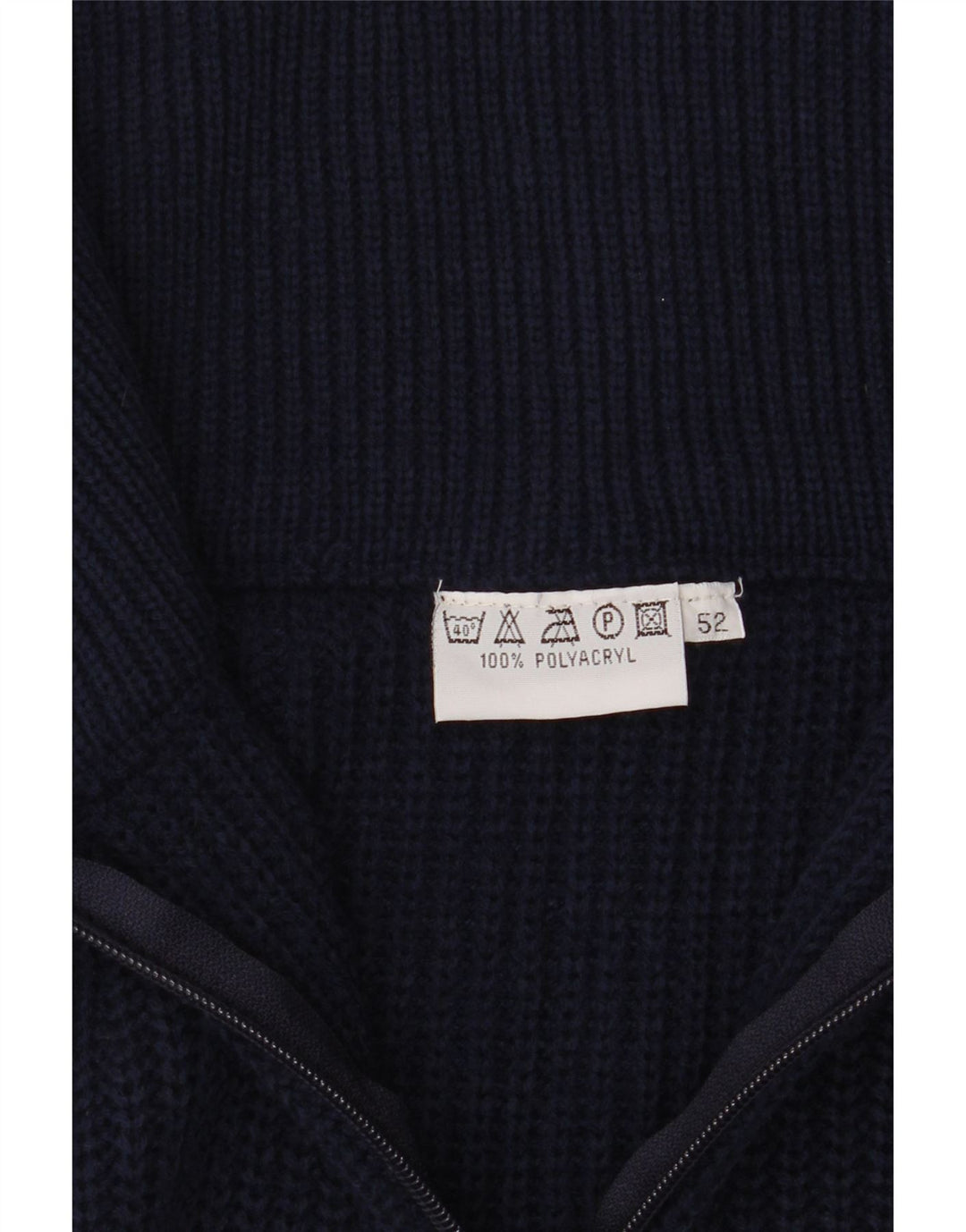 Suéter masculino vintage com zíper e pescoço IT 52 grande azul marinho poliacrílico