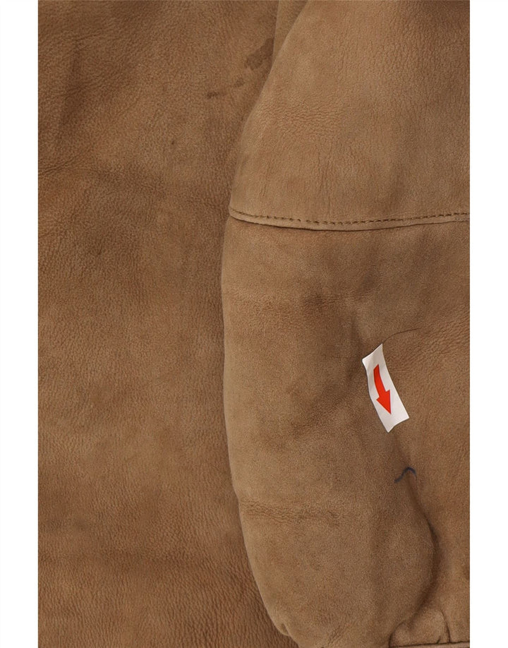 Casaco feminino vintage oversized shearling UK 10 pequeno marrom