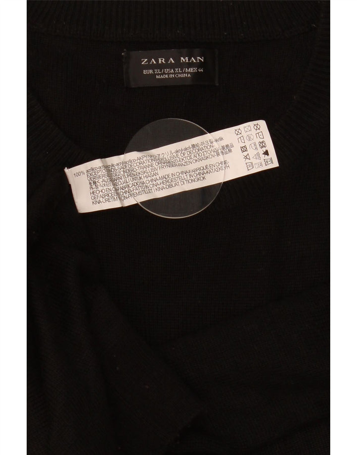Zara Suéter masculino com gola redonda XL preto acrílico