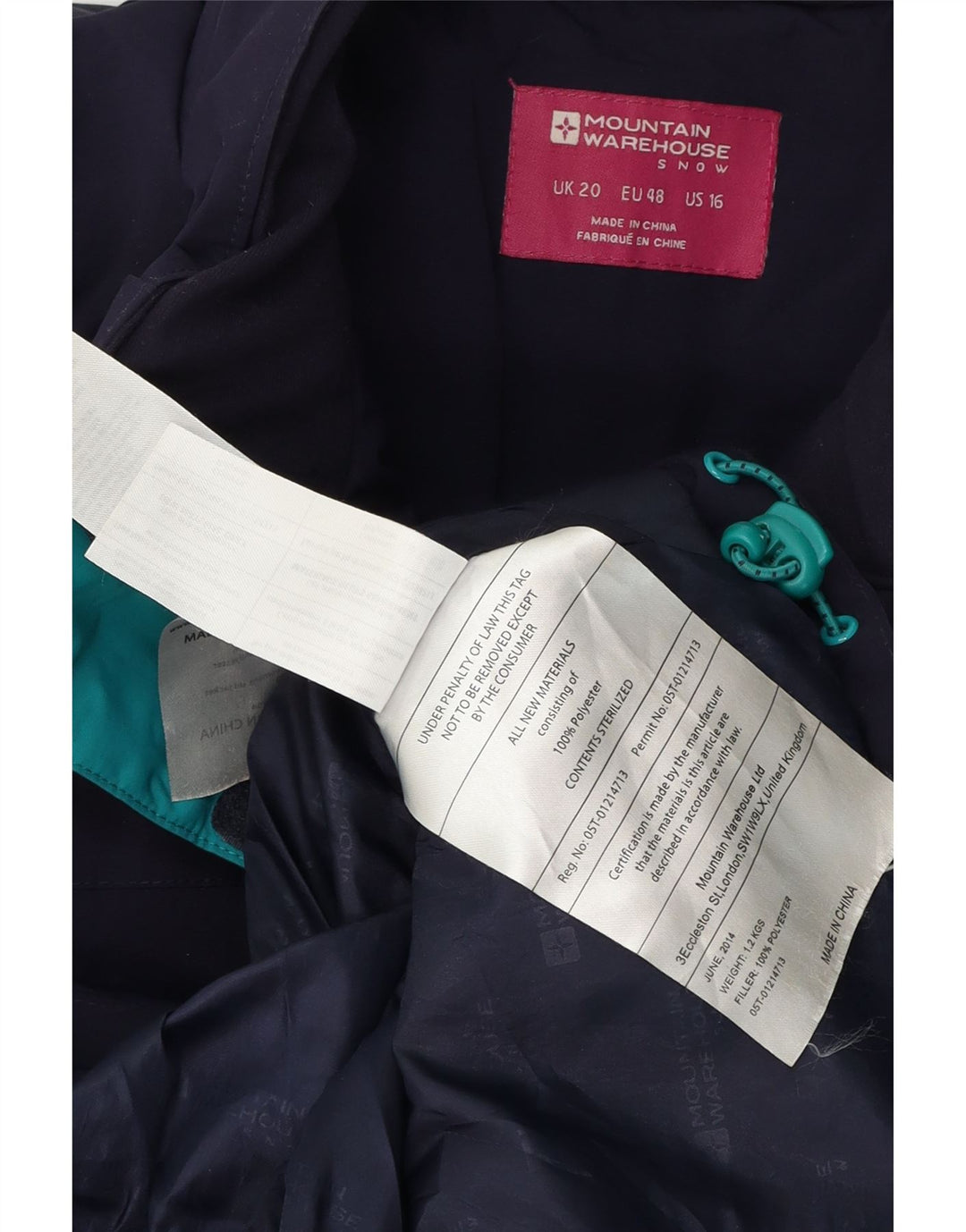 Jaqueta corta-vento das mulheres do armazém da montanha poliéster azul marinho Reino Unido 20 2XL