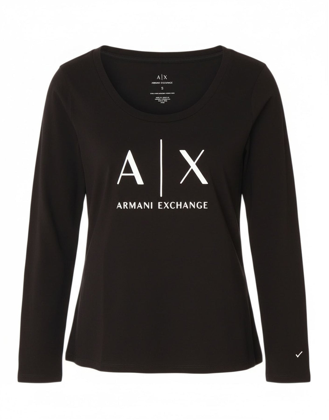 Top gráfico feminino Armani Exchange UK 8 pequeno logotipo preto