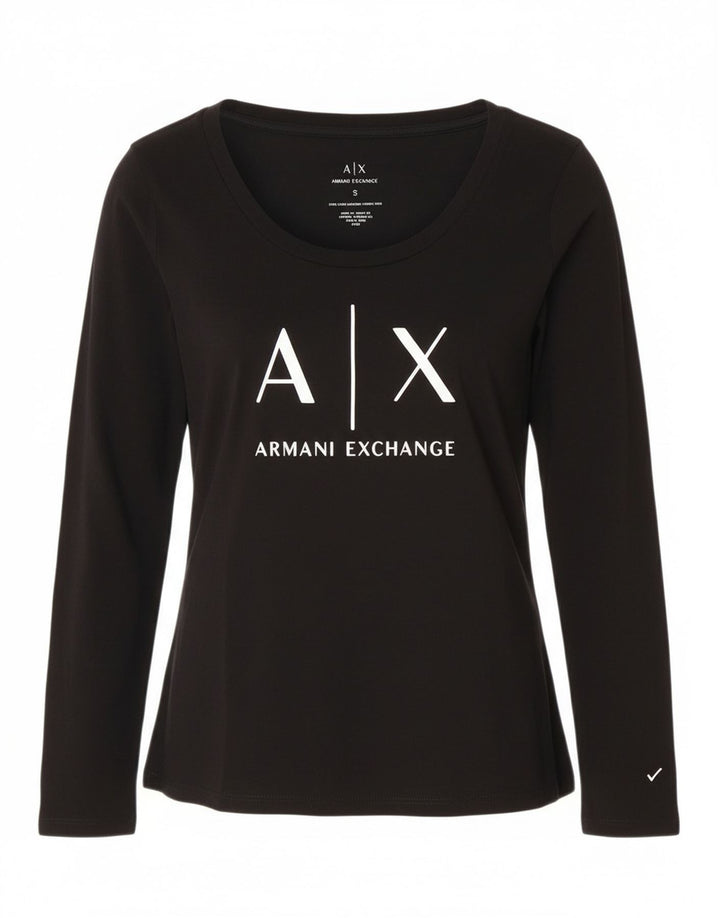Top gráfico feminino Armani Exchange UK 8 pequeno logotipo preto