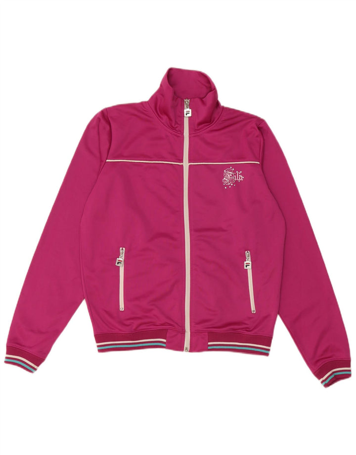 Fila Womens Tracksuit Top Jacket UK 10 Pequeno Poliéster Rosa