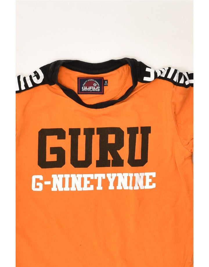 GURU Boys Graphic Top Long Sleeve 7-8 Years Orange Cotton | Vintage Guru | Thrift | Second-Hand Guru | Used Clothing | Messina Hembry 