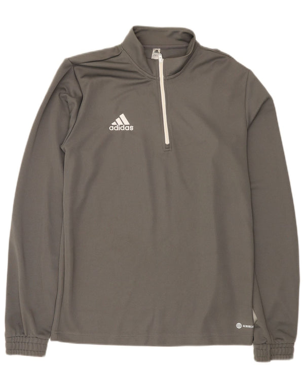 Adidas Mens Aeroready Zip Neck Pulôver Treino Top Pequeno Poliéster Cinza