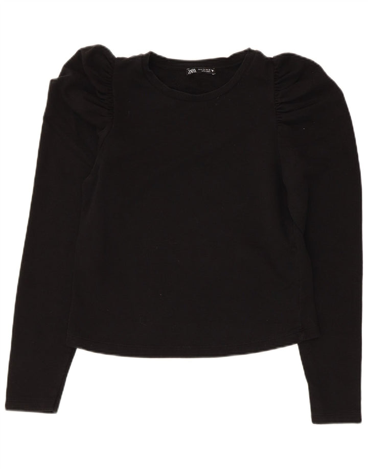 Top feminino Zara manga comprida UK 8 pequeno preto