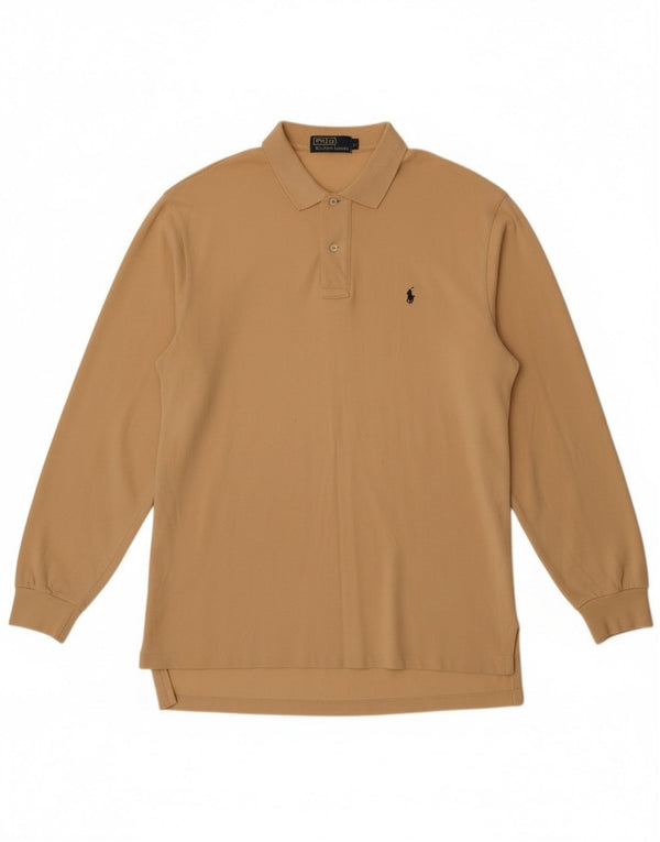 Polo Ralph Lauren Mens Long Sleeve Polo Shirt Large Yellow Cotton