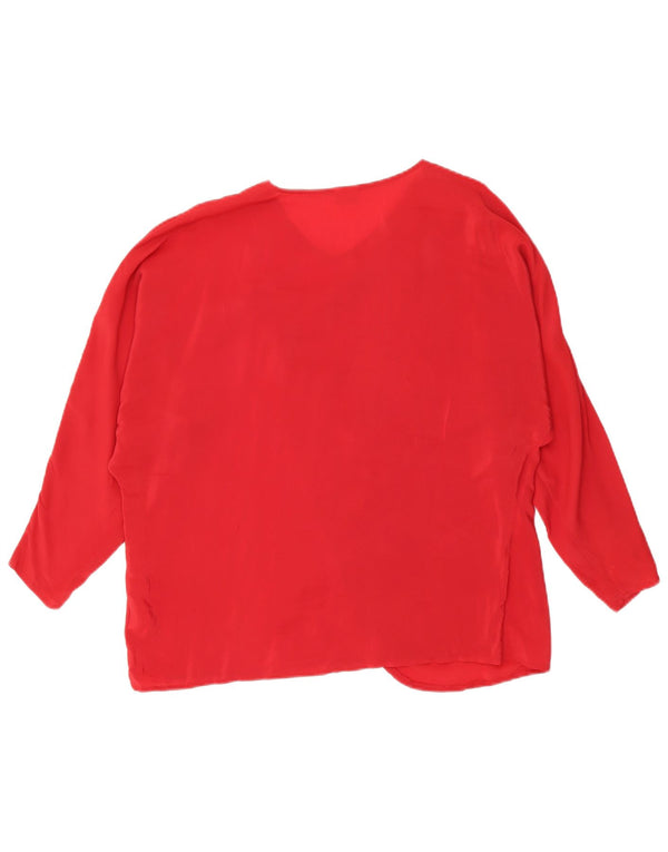 Blusa feminina vintage folgada top IT 42 acetato vermelho médio