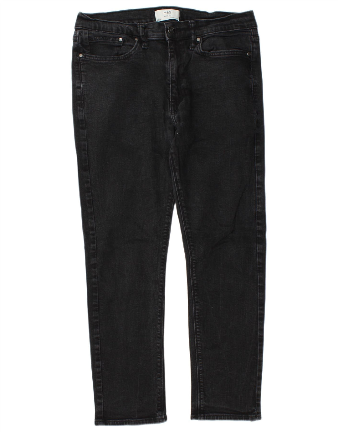 Marks & Spencer Mens Jeans Slim W32 L26 Algodão Preto
