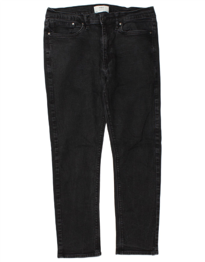 Marks & Spencer Mens Jeans Slim W32 L26 Algodão Preto