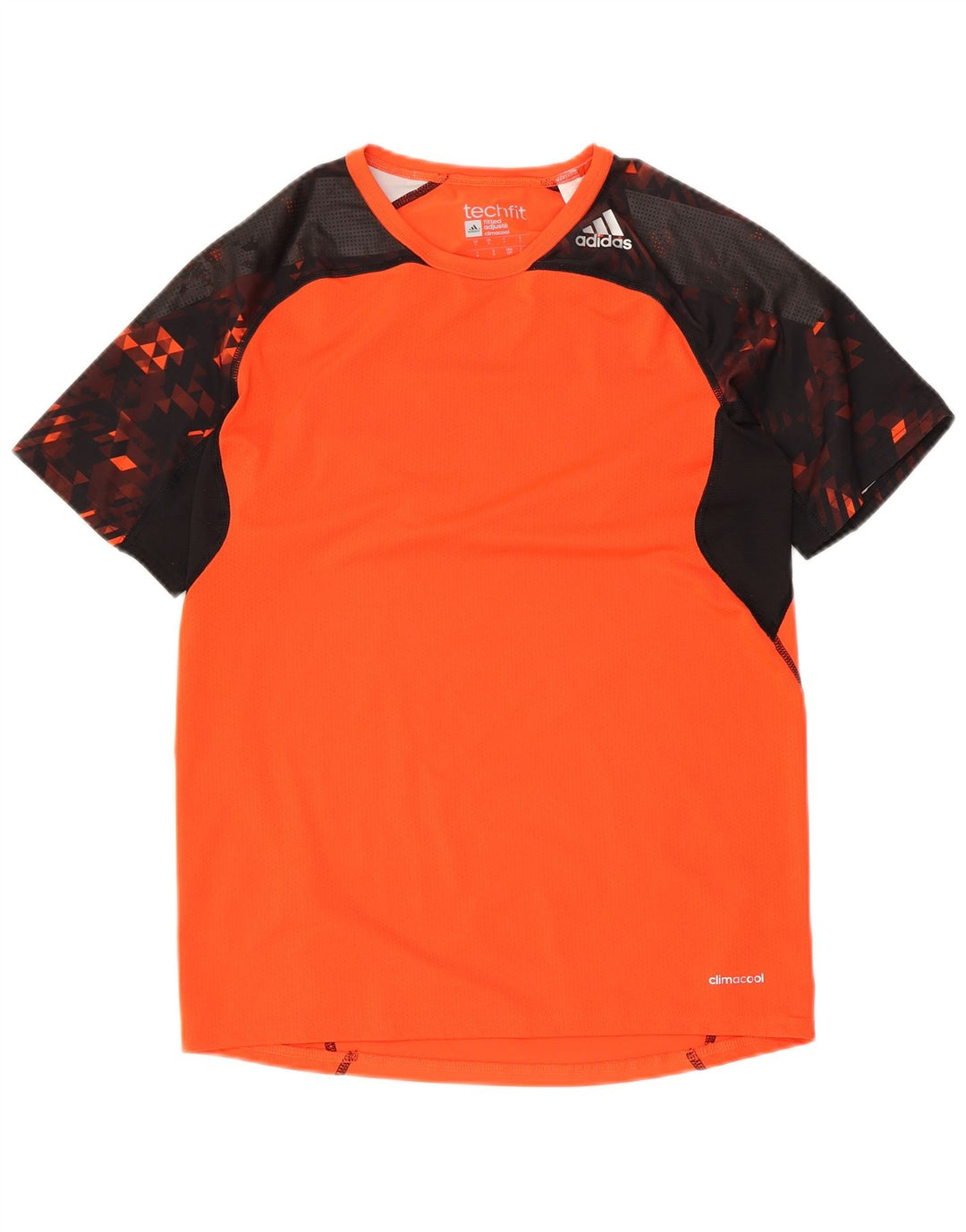 Adidas Mens Tech Fit Camiseta Top Pequeno Laranja Colorblock Poliéster