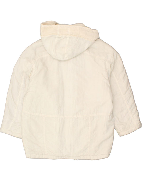 Jaqueta corta-vento feminina VINTAGE com capuz UK 14 poliamida branca média