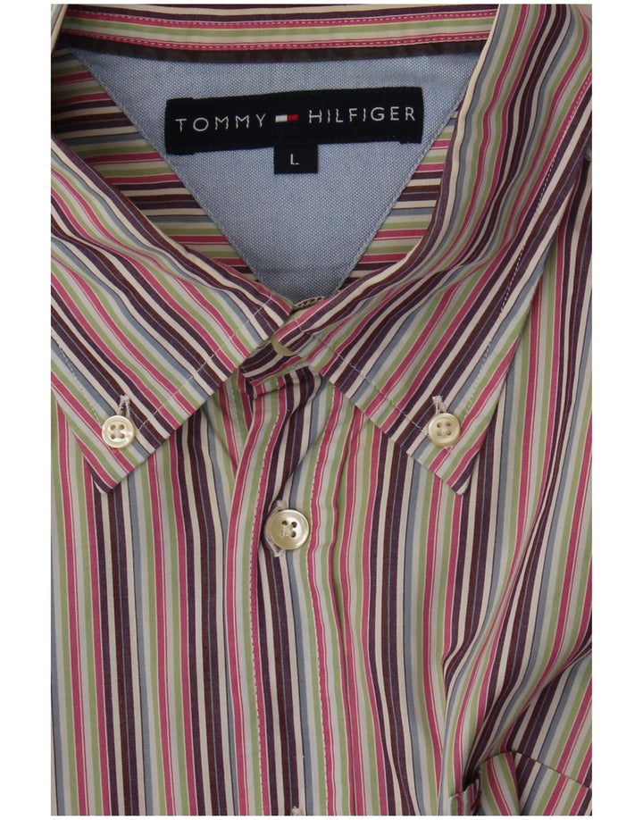 Camisa masculina Tommy Hilfiger grande listrada multicolorida