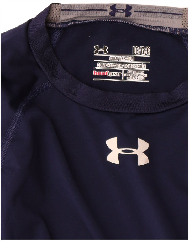 Under Armour Masculino Heat Gear Top manga comprida grande azul marinho