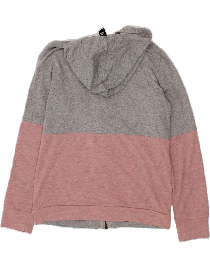 ADIDAS Womens Graphic Zip Hoodie Sweater UK 12 Medium Grey Colourblock Vintage Adidas and Second-Hand Adidas from Messina Hembry 