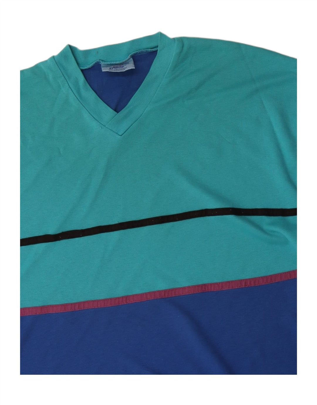 Crane Mens Top Manga Longa IT 48/50 Algodão Colourblock Azul Médio