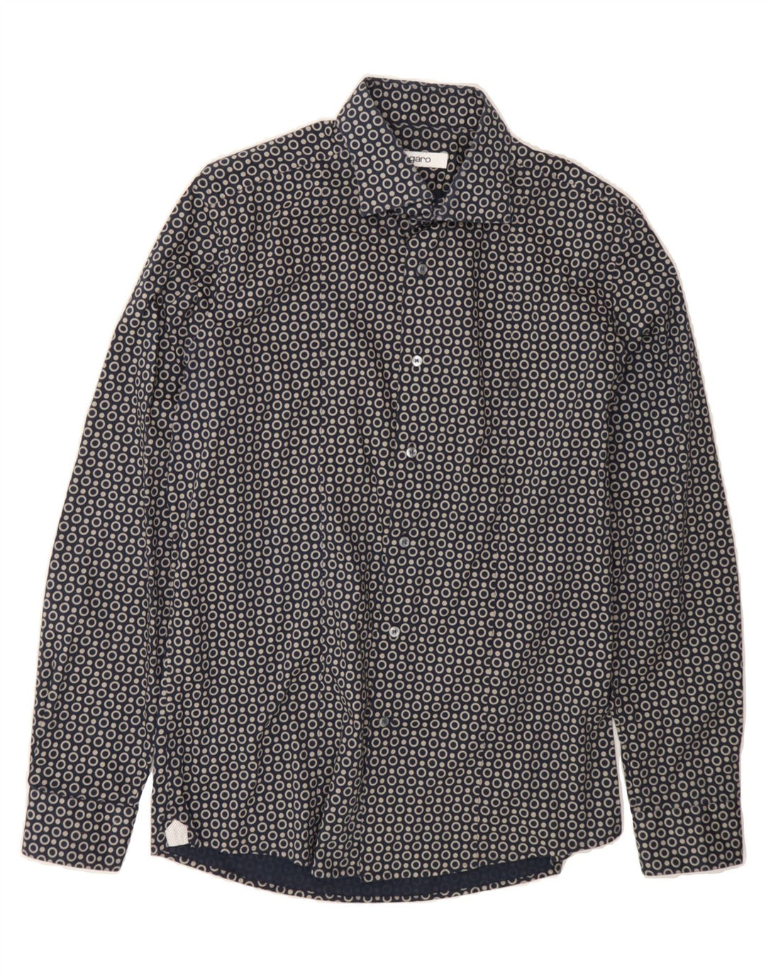 UNGARO Mens Shirt Size 16 Large Navy Blue Polka Dot Cotton Vintage Ungaro and Second-Hand Ungaro from Messina Hembry 
