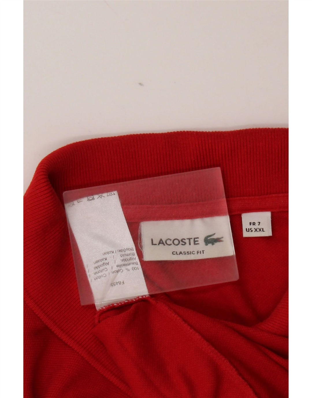 Camisa polo masculina Lacoste Classic Fit tamanho 7 2XL algodão vermelho