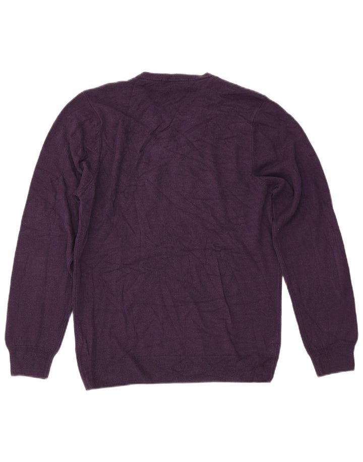 MARKS & SPENCER Suéter masculino com decote em V pequeno acrílico roxo