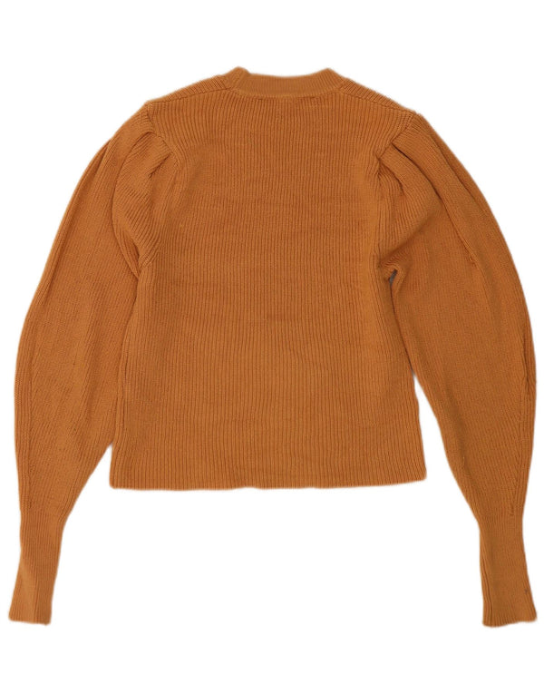 Zara Suéter feminino cropped com gola redonda Reino Unido 10 pequeno marrom viscose