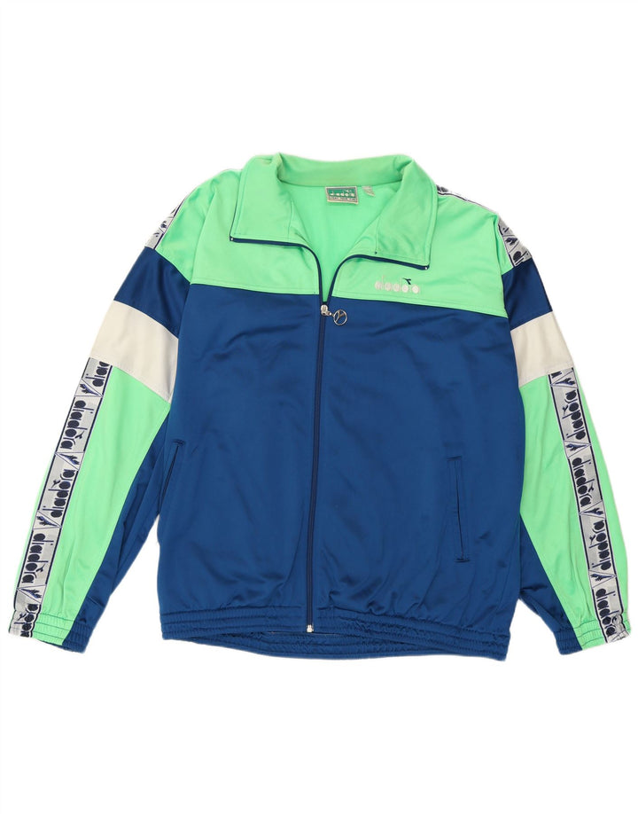 Diadora Mens Graphic Full Tracksuit UK 40 Medium Blue Colourblock Poliéster