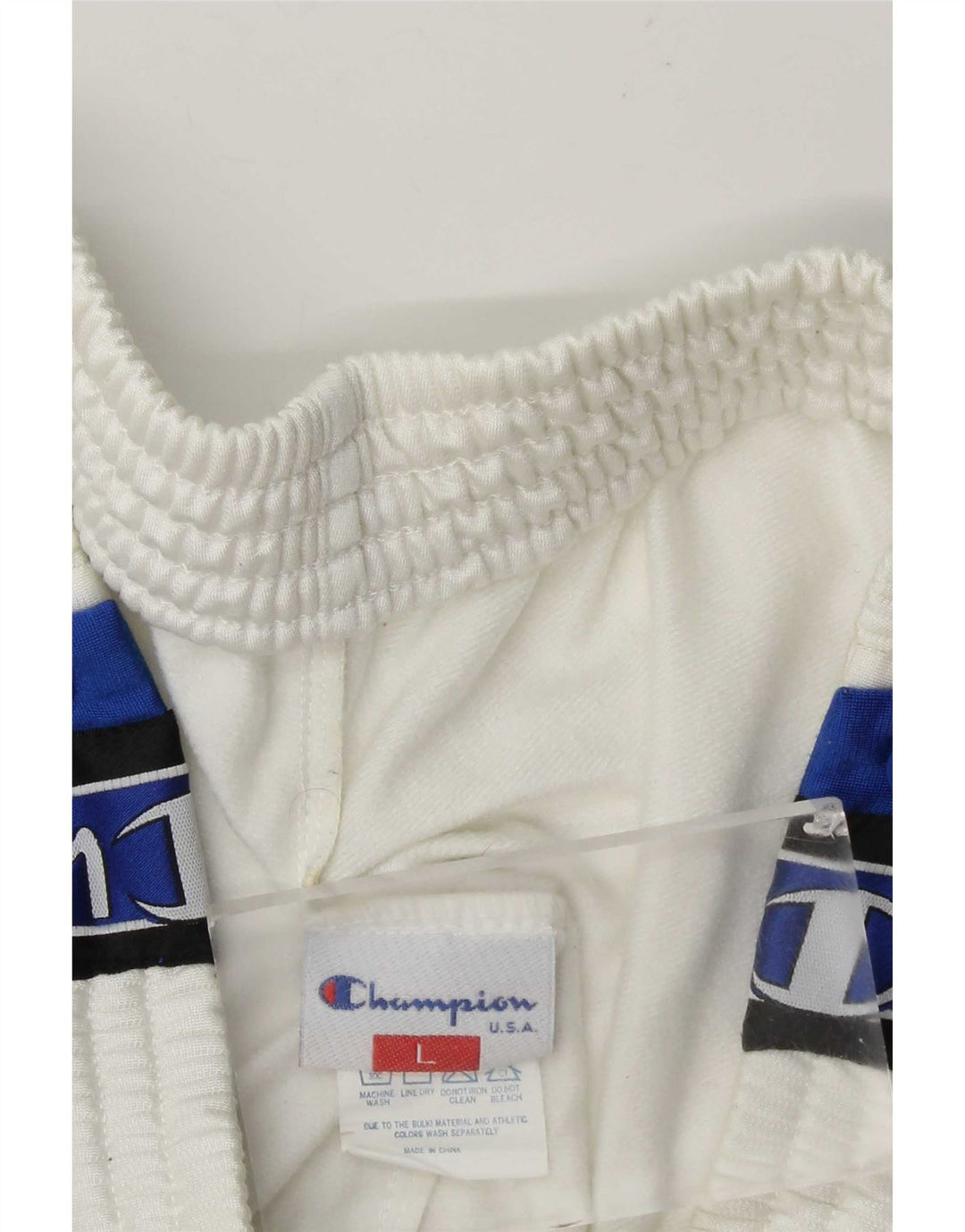 Calça esportiva masculina Champion grande em poliéster colorido branco