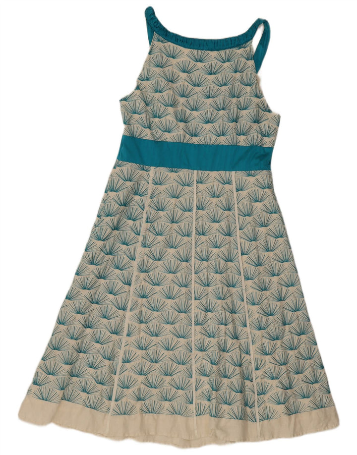 Vestido feminino monsoon com padrão abstrato evasê UK 16 grande off white