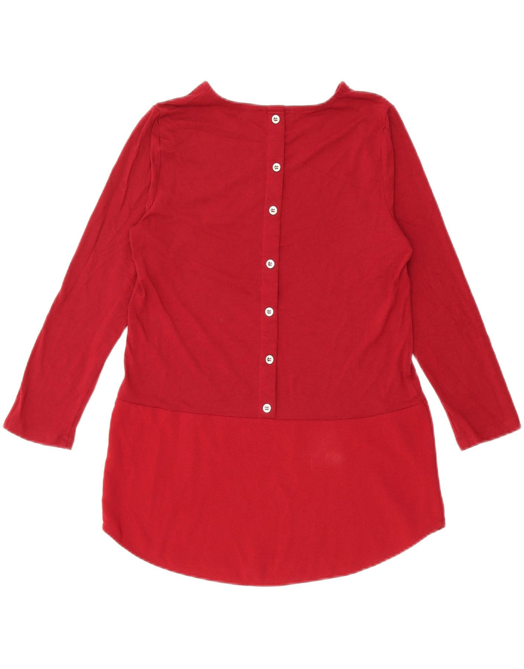 WAREHOUSE Blusa feminina de manga 3/4 Reino Unido 8 pequena viscose borgonha