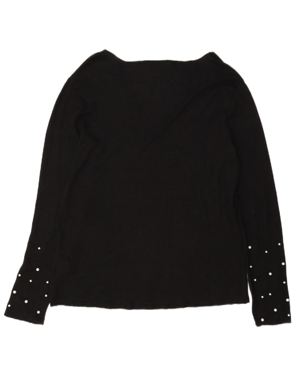 Suéter feminino Zara com decote em V Reino Unido 18 XL preto manchado de viscose
