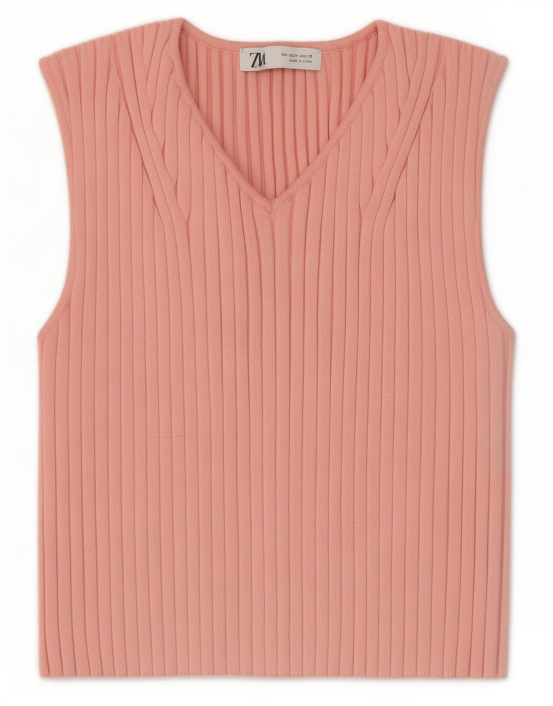 Top colete feminino Zara UK 12 poliéster rosa médio