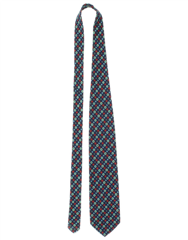 Gravata masculina Salvatore Ferragamo tamanho único azul marinho clássico de seda geométrica