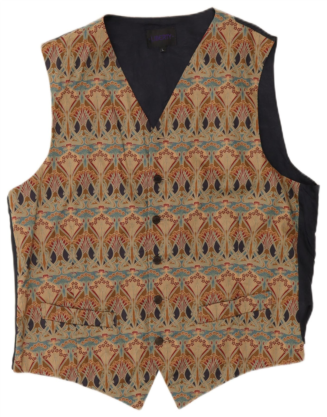 Colete masculino Liberty grande algodão floral bege