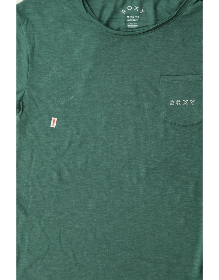 ROXY Boys Graphic T-Shirt Top 13-14 Years XL Green Cotton Vintage Roxy and Second-Hand Roxy from Messina Hembry 