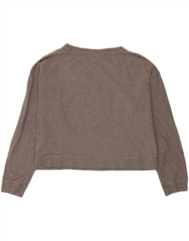 Jack Wills moletom feminino com corte gráfico jumper Reino Unido 12 algodão cinza médio