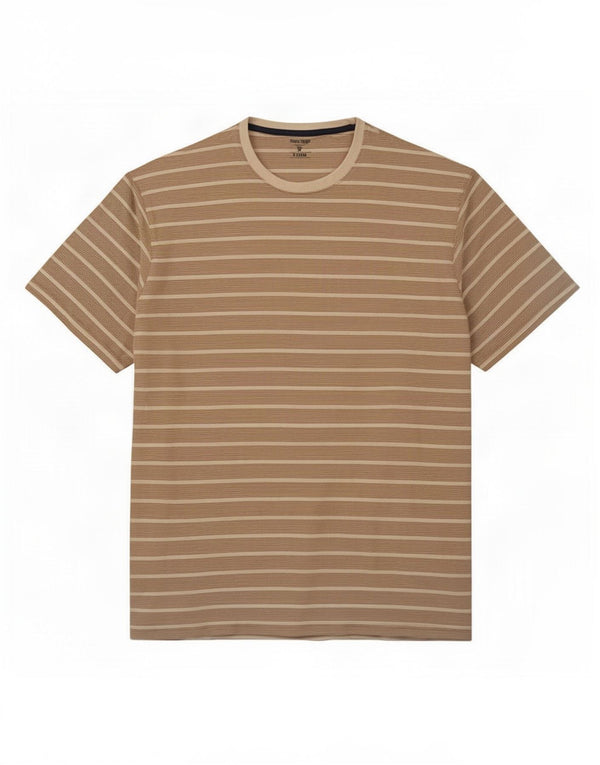James Pringle Mens T-Shirt Top XL Beige Striped Cotton