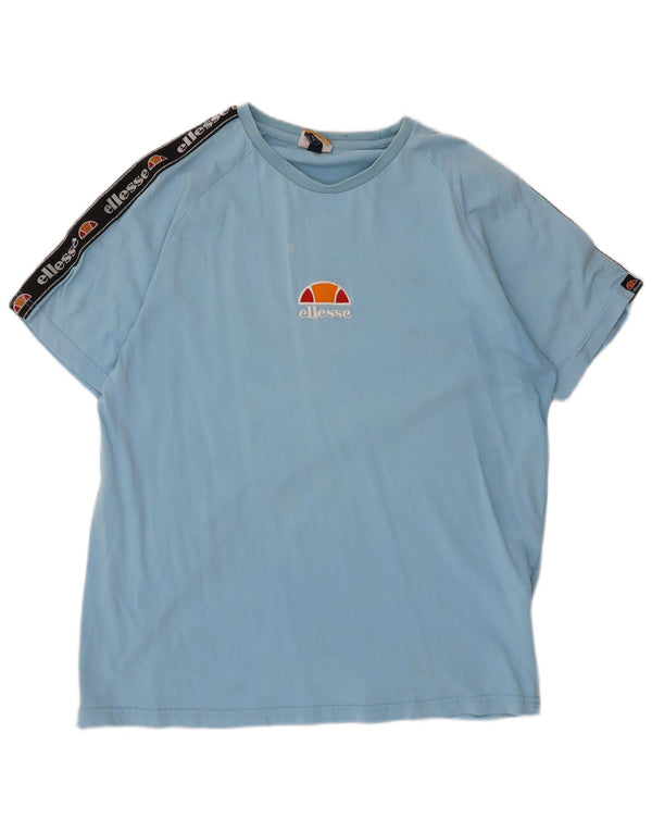 Camiseta masculina Ellesse com estampa gráfica grande de algodão azul colorido