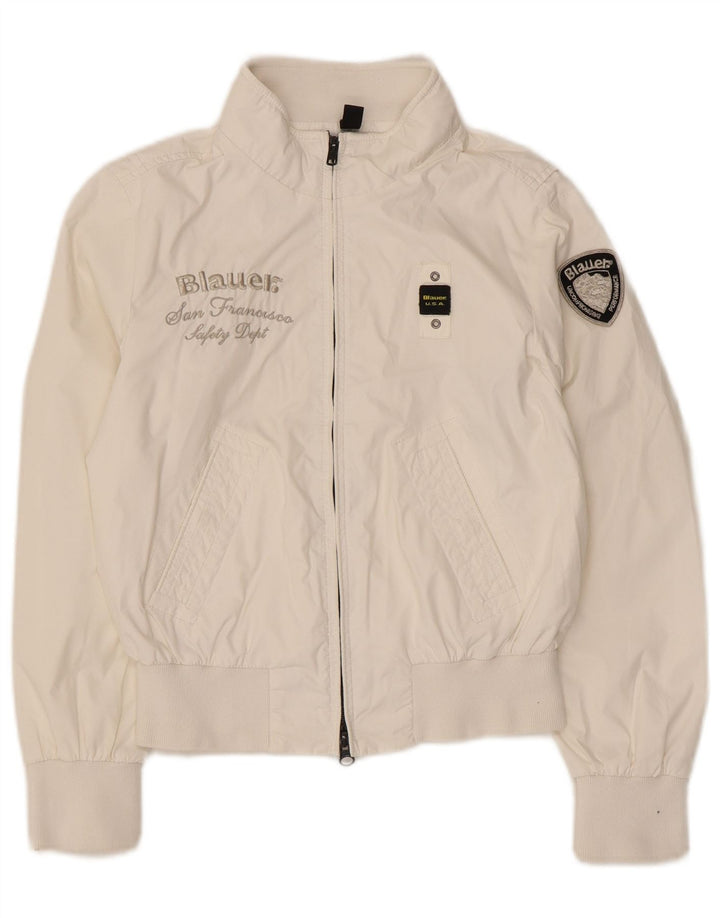 Jaqueta bomber gráfica feminina Blauer 9-10 anos nylon branco